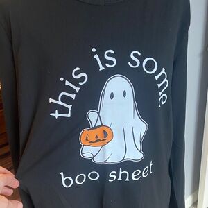 Black Halloween Ghost Long Sleeve Tee